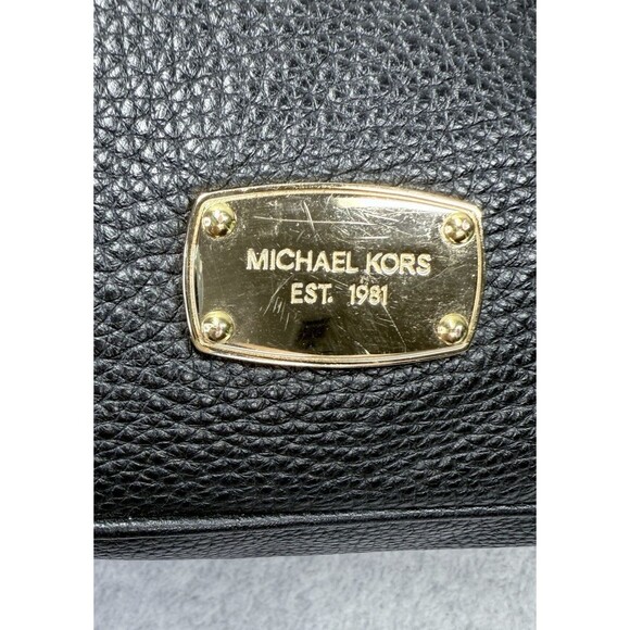 MICHAEL KORS Womens Black Leather Purse Drawstring Bucket Hobo Bag Gold Hardware - Picture 4 of 13